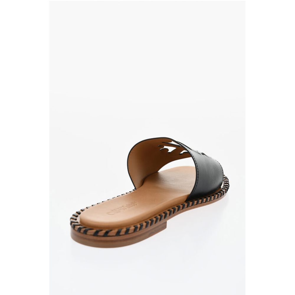 Leather TWIST Slides With Cut-Out Logo