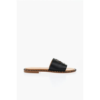 Leather TWIST Slides With Cut-Out Logo