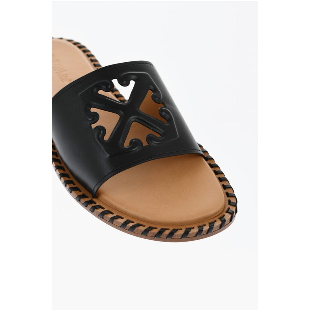 Leather TWIST Slides With Cut-Out Logo