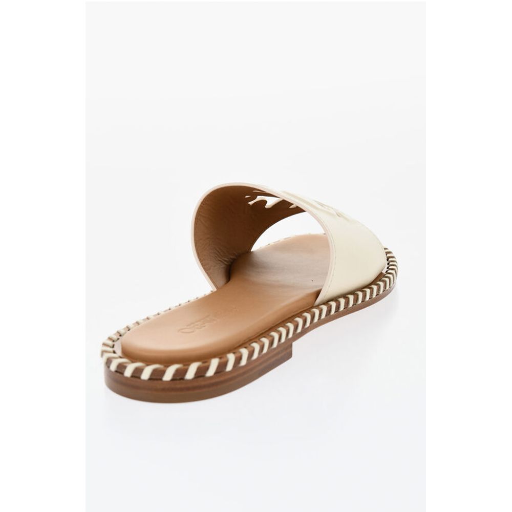 Leather TWIST Slides With Cut-Out Logo