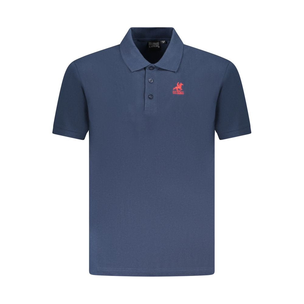 Blue Cotton Men Polo Shirt
