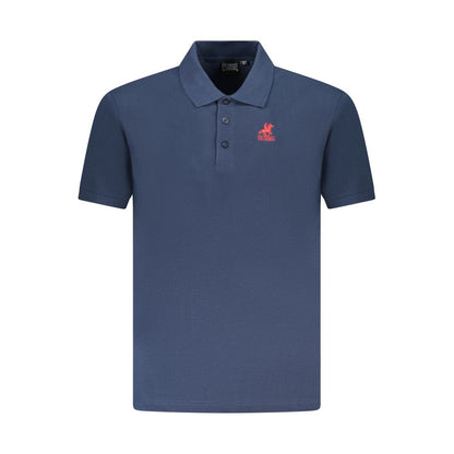 Blue Cotton Men Polo Shirt