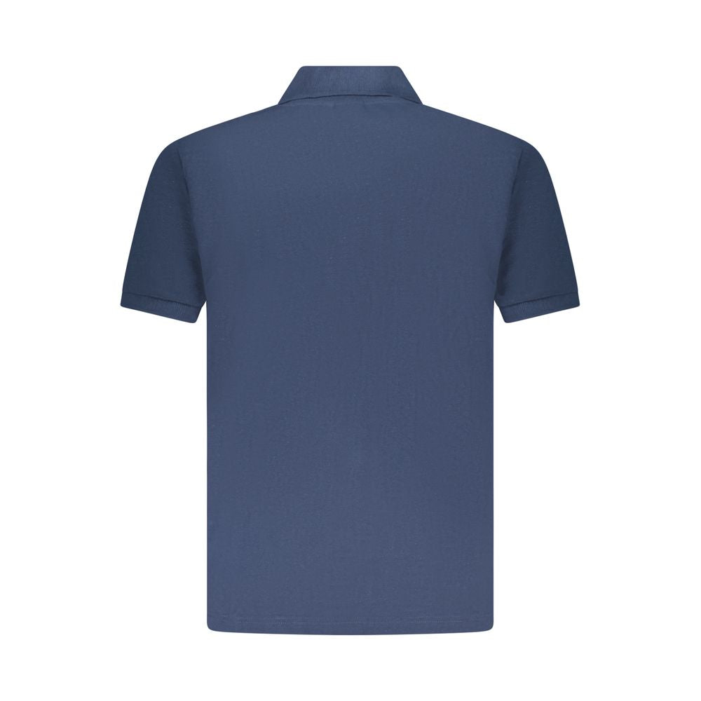 Blue Cotton Men Polo Shirt