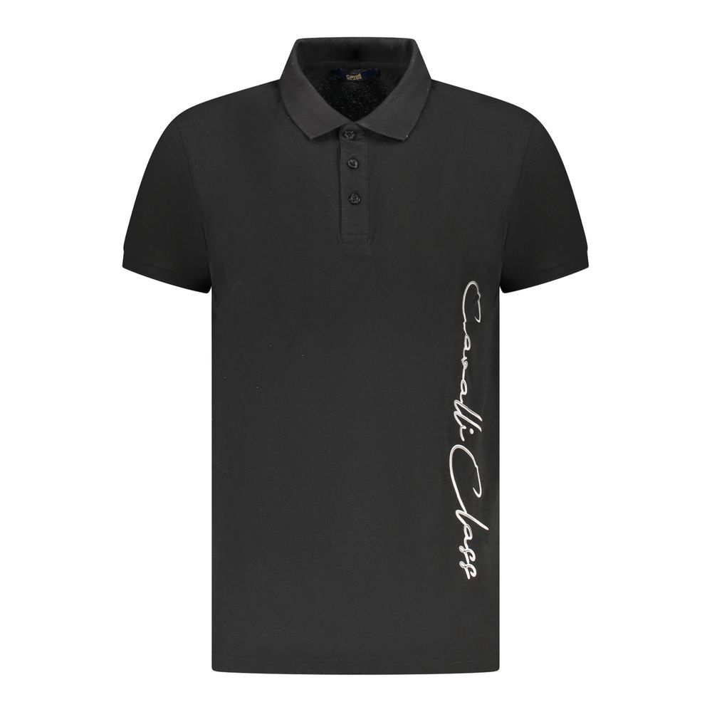 Black Cotton Men Polo Shirt