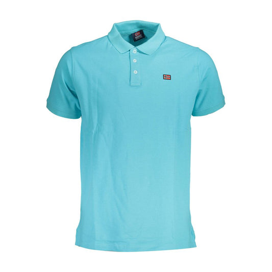 Light Blue Cotton Men Polo Shirt