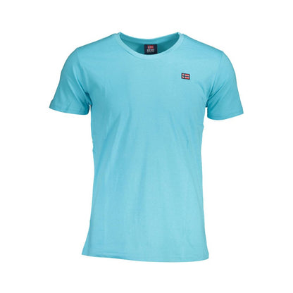 Light Blue Cotton Men T-Shirt