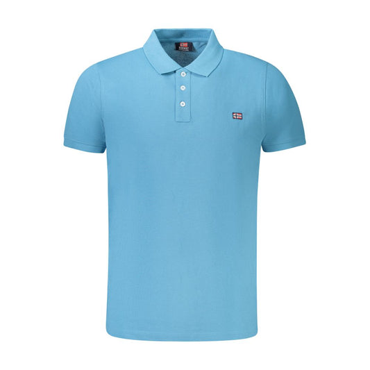 Light Blue Cotton Men Polo Shirt