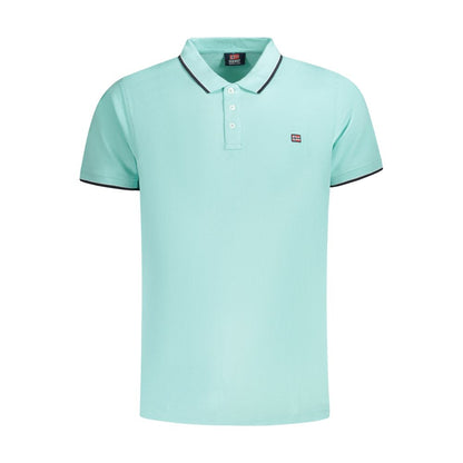 Light Blue Cotton Men Polo Shirt