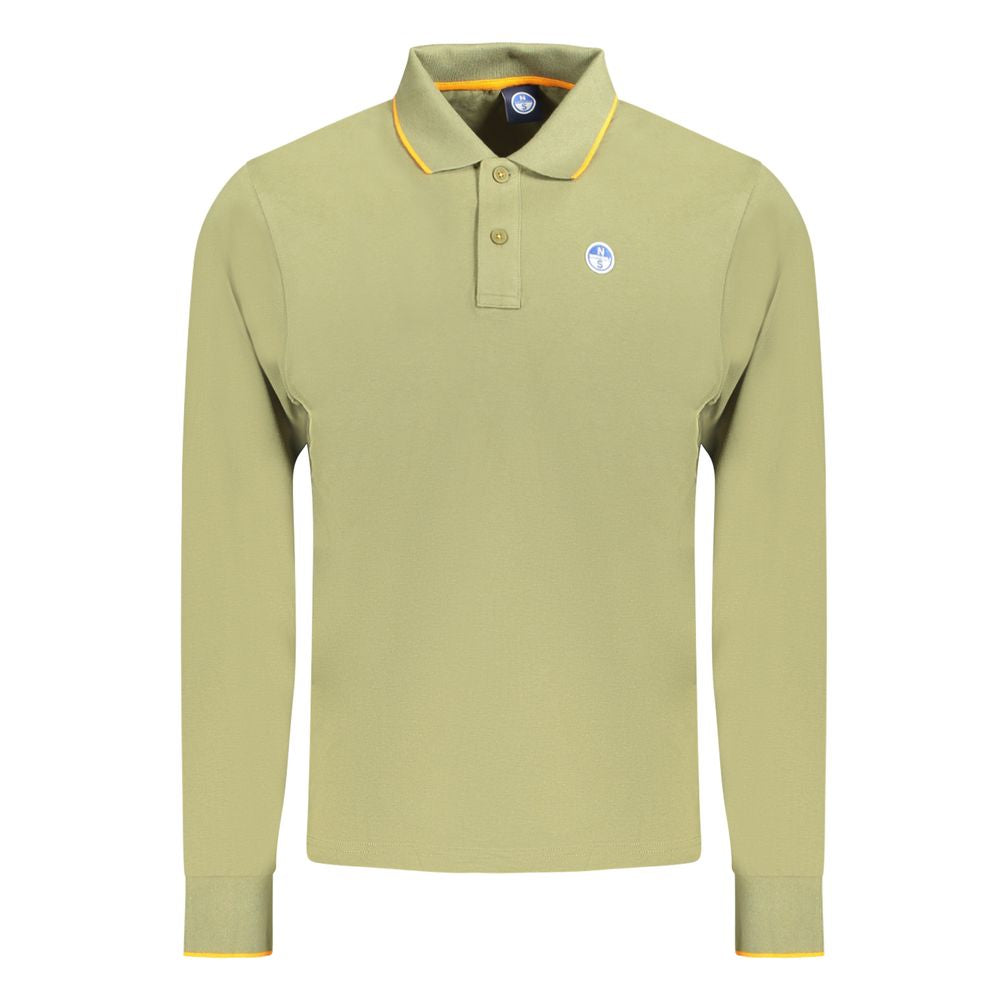 Green Cotton Men Polo Shirt