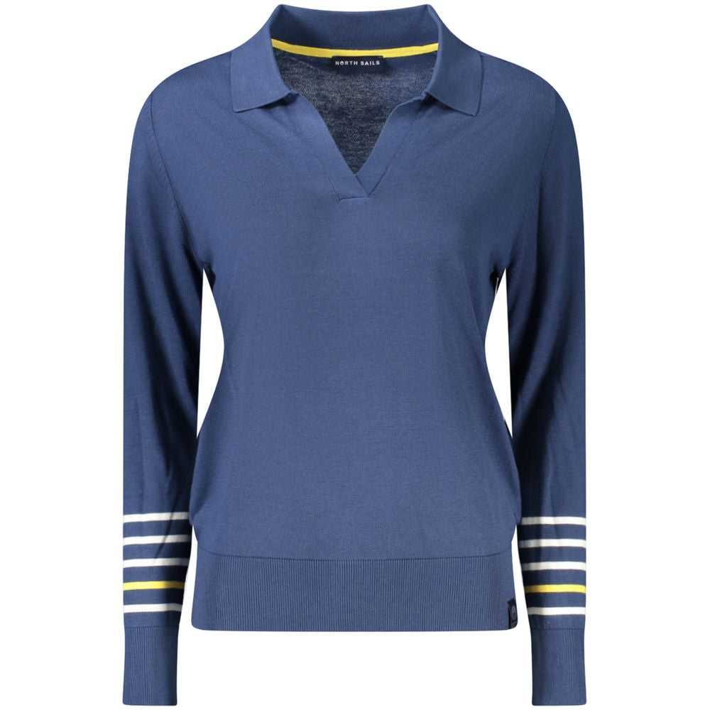Blue Cotton Women Sweater