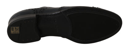 Elegante blaue Derby-Schuhe aus Leder mit Flügelkappe