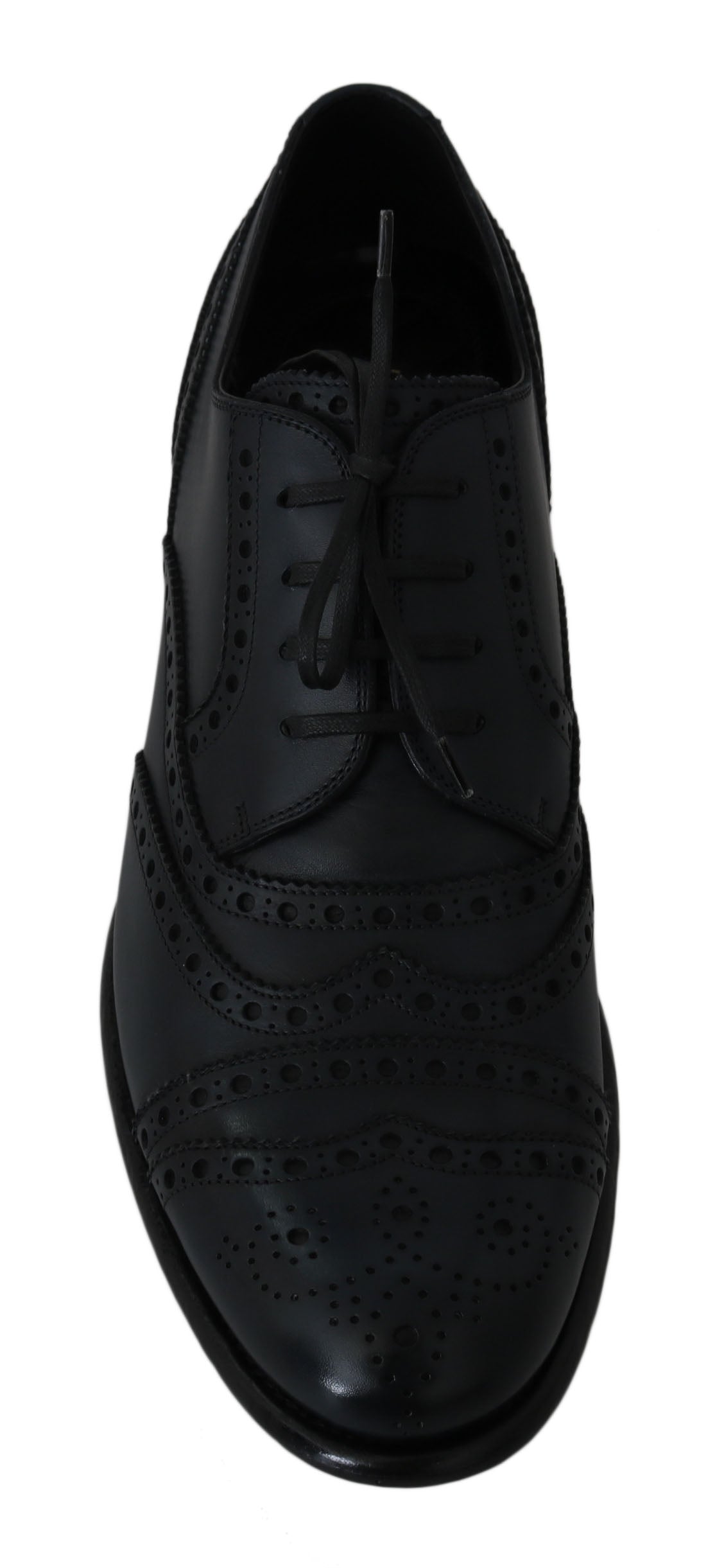 Elegante blaue Derby-Schuhe aus Leder mit Flügelkappe