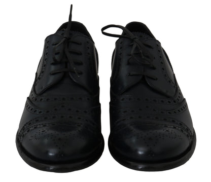 Elegante blaue Derby-Schuhe aus Leder mit Flügelkappe