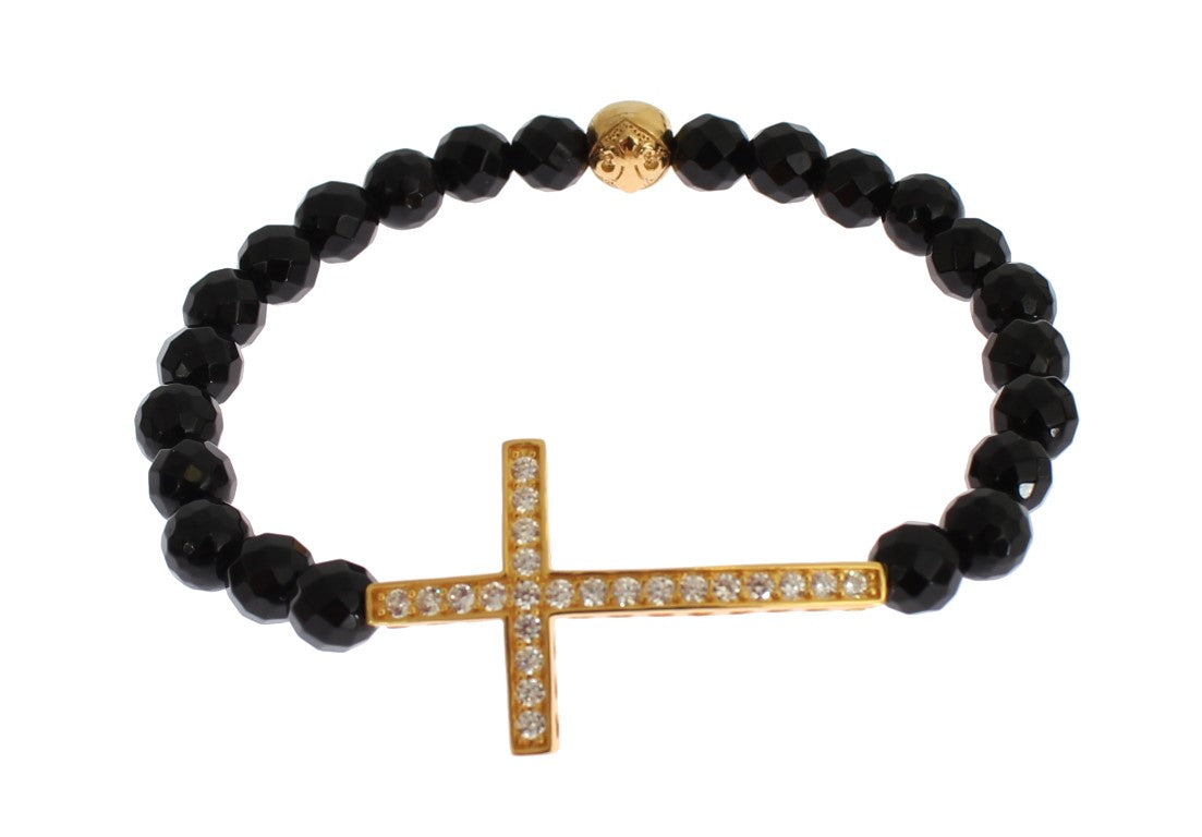 Vergoldetes Sterling-Armband mit CZ-Diamantkreuz