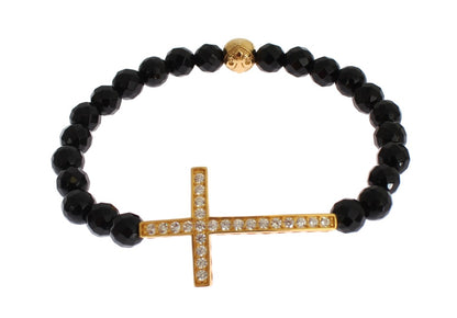 Vergoldetes Sterling-Armband mit CZ-Diamantkreuz