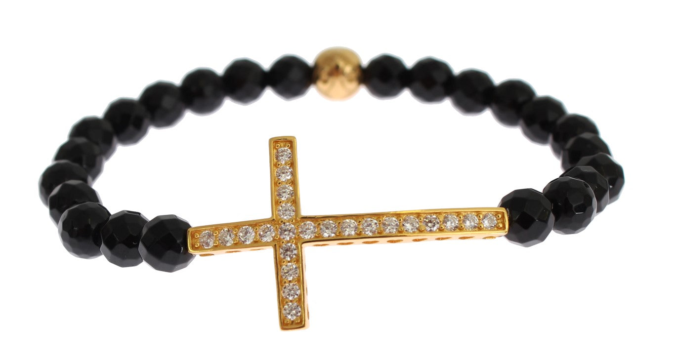Vergoldetes Sterling-Armband mit CZ-Diamantkreuz