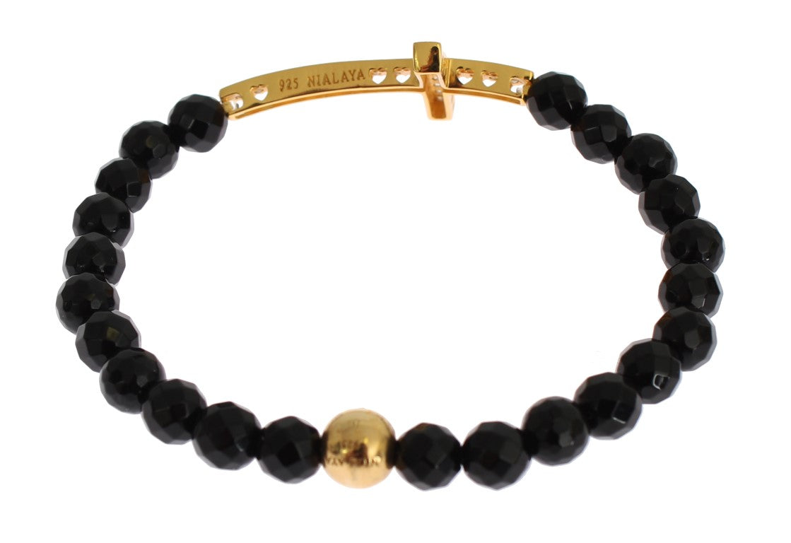 Vergoldetes Sterling-Armband mit CZ-Diamantkreuz
