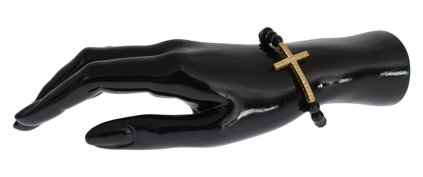 Vergoldetes Sterling-Armband mit CZ-Diamantkreuz