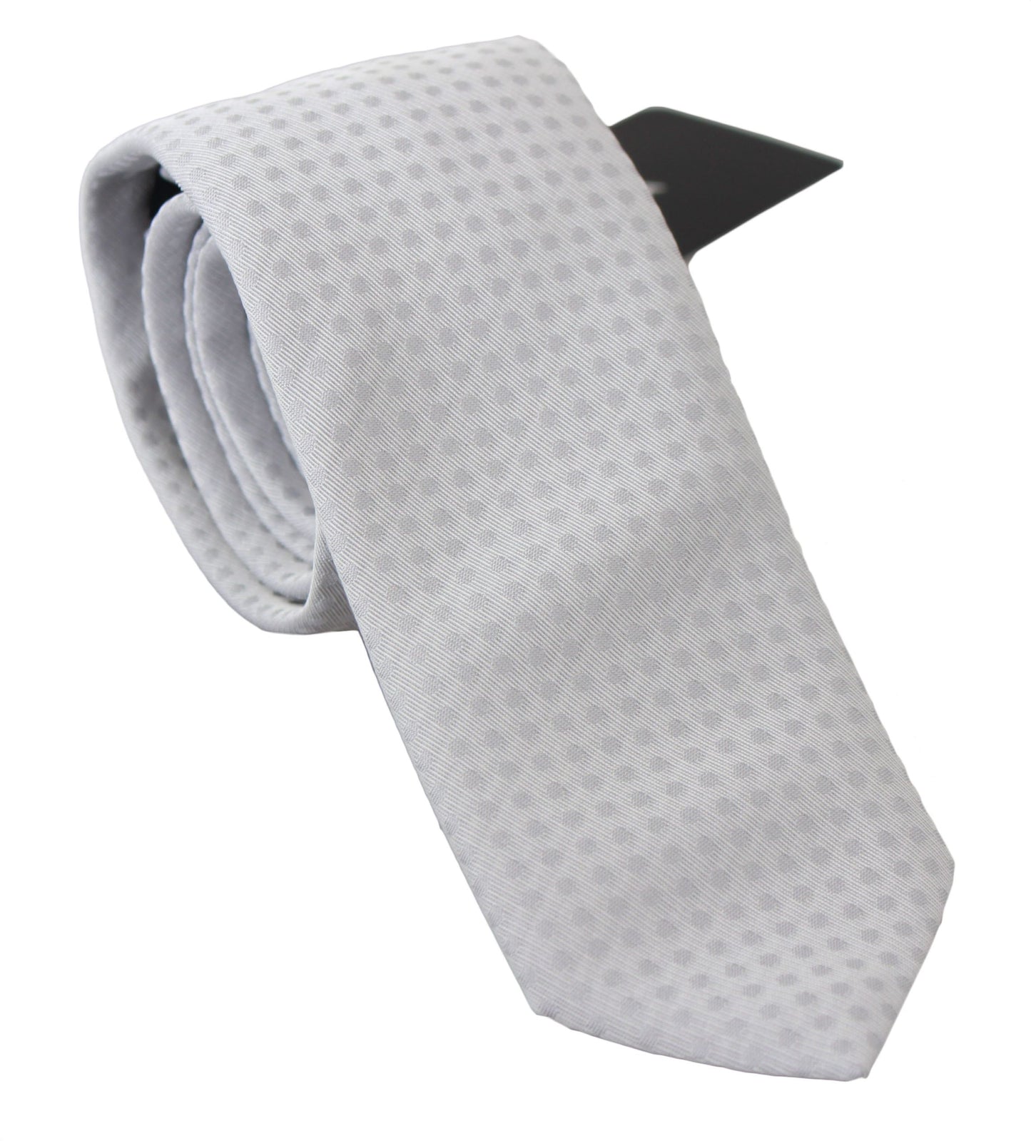 Elegante, weiß gemusterte Krawatte aus Seidenmischung