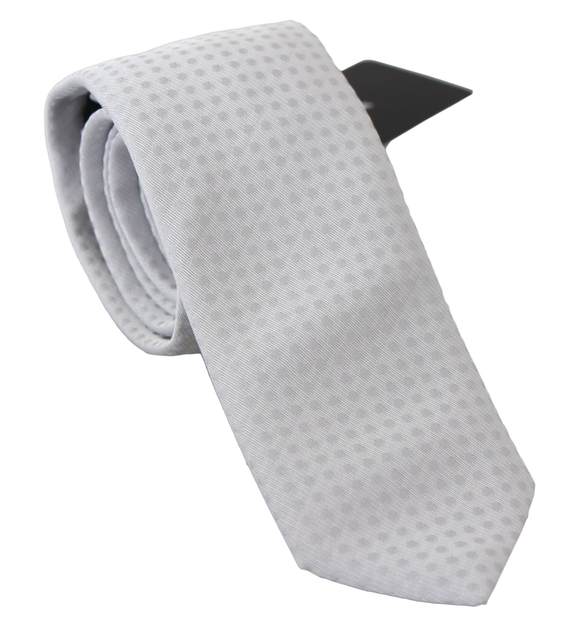 Elegante, weiß gemusterte Krawatte aus Seidenmischung