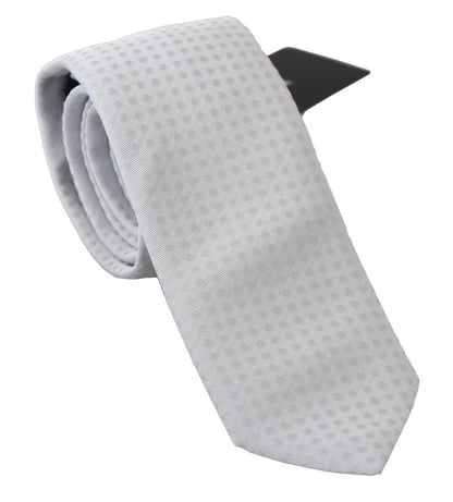 Elegante, weiß gemusterte Krawatte aus Seidenmischung