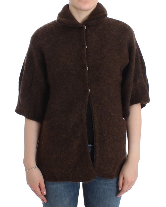 Eleganter kurzärmliger brauner Cardigan