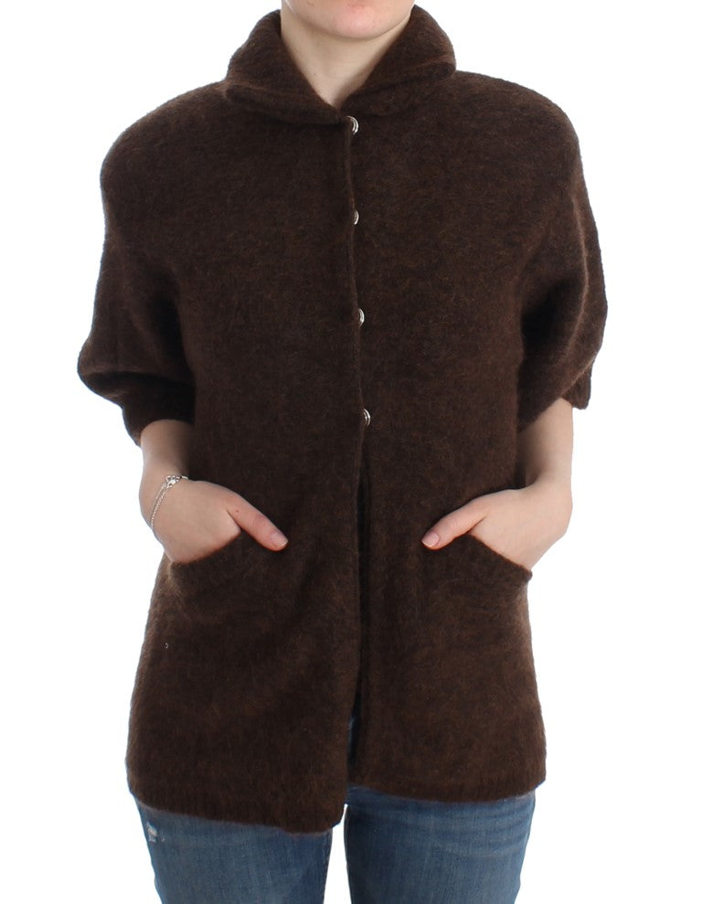 Eleganter kurzärmliger brauner Cardigan