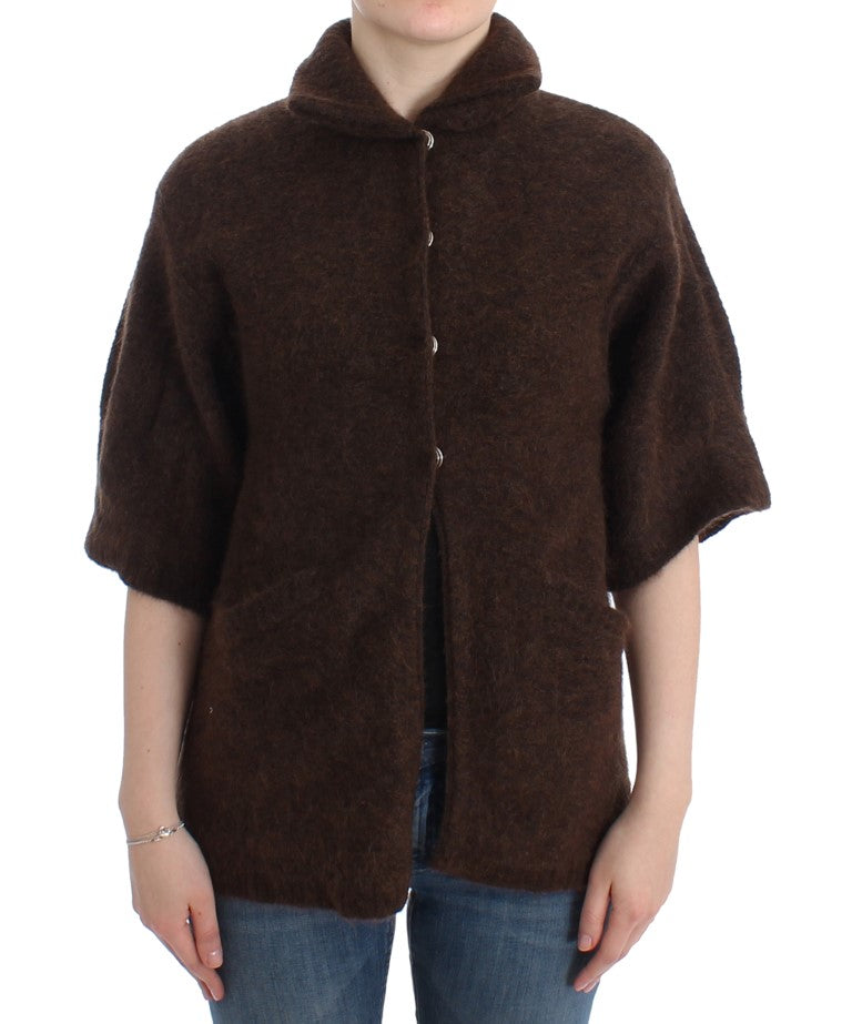 Eleganter kurzärmliger brauner Cardigan