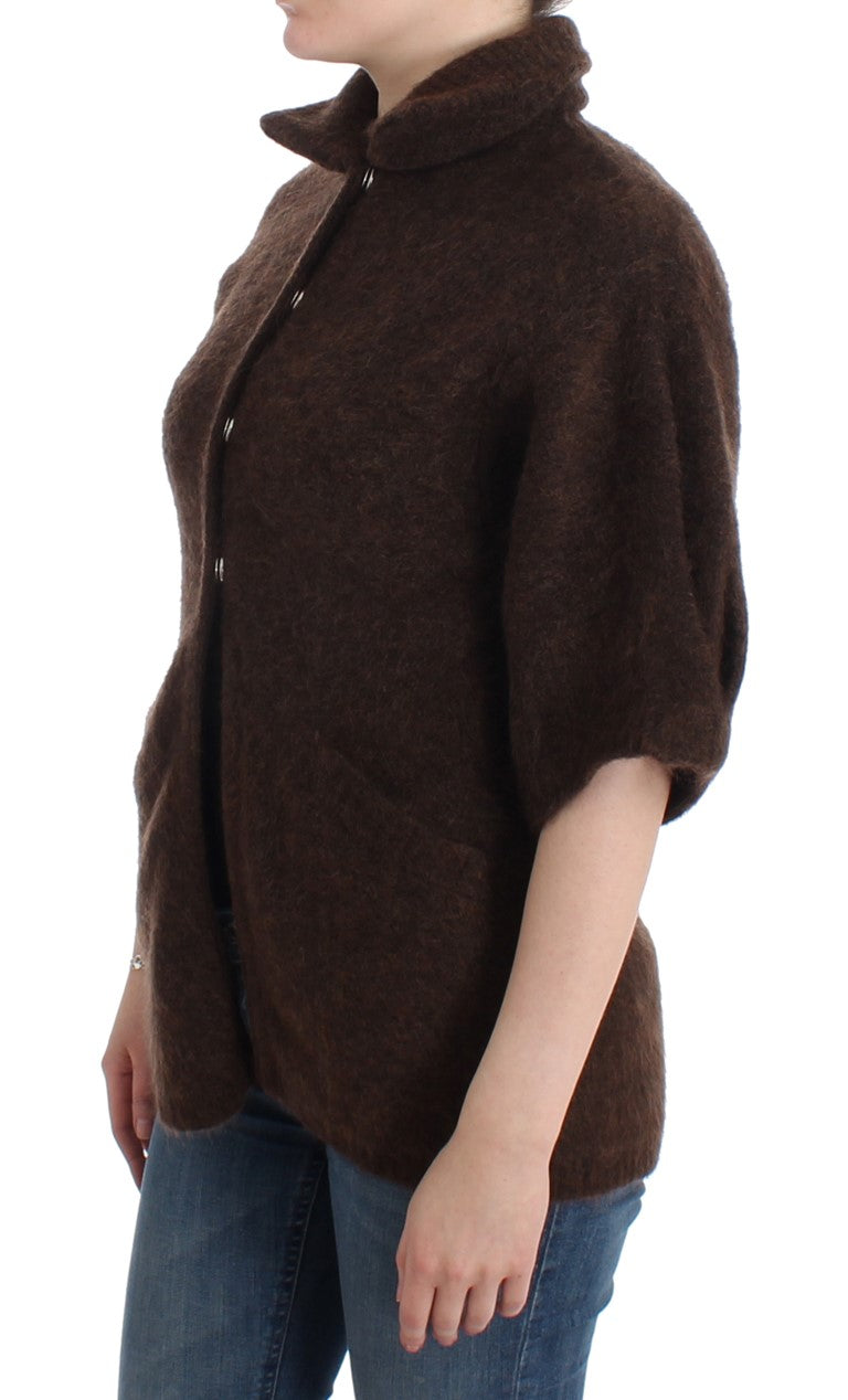 Eleganter kurzärmliger brauner Cardigan