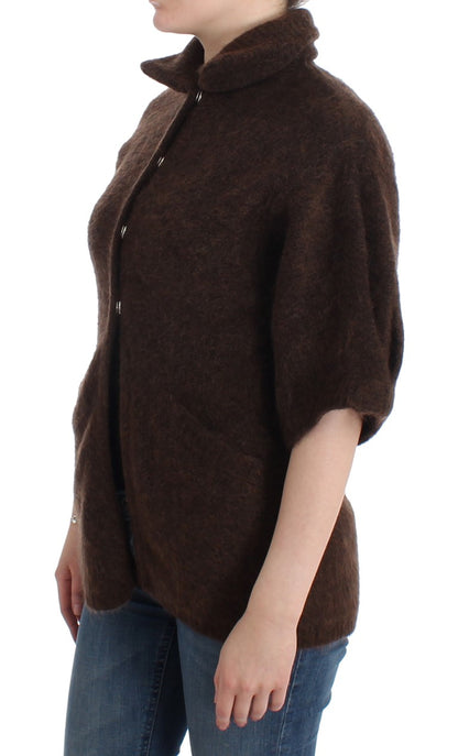Eleganter kurzärmliger brauner Cardigan