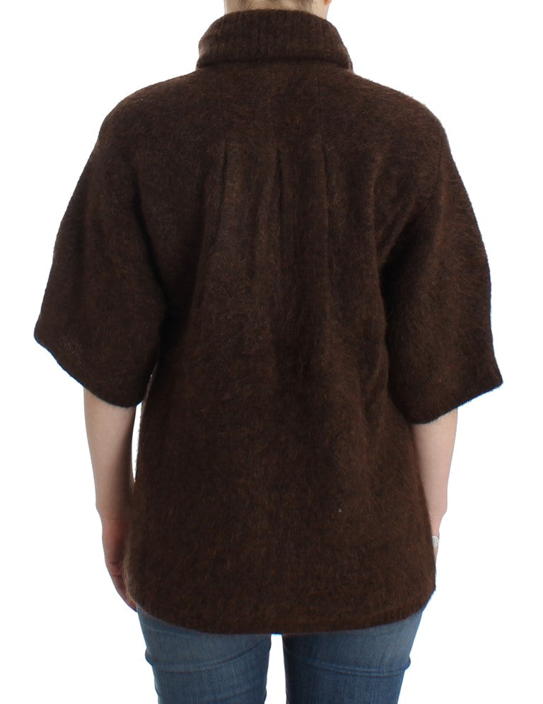 Eleganter kurzärmliger brauner Cardigan