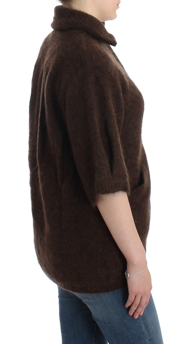 Eleganter kurzärmliger brauner Cardigan