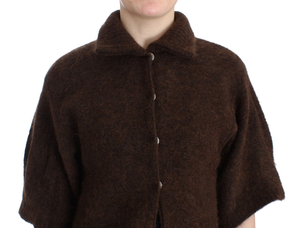 Eleganter kurzärmliger brauner Cardigan