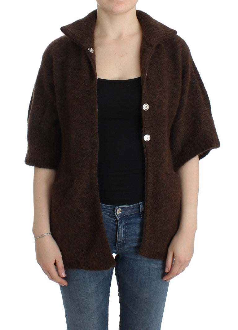 Eleganter kurzärmliger brauner Cardigan